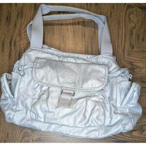 EUC Kipling HB7679 Felix L Handbag Crosbody Purse Polyamide Metallic Silver